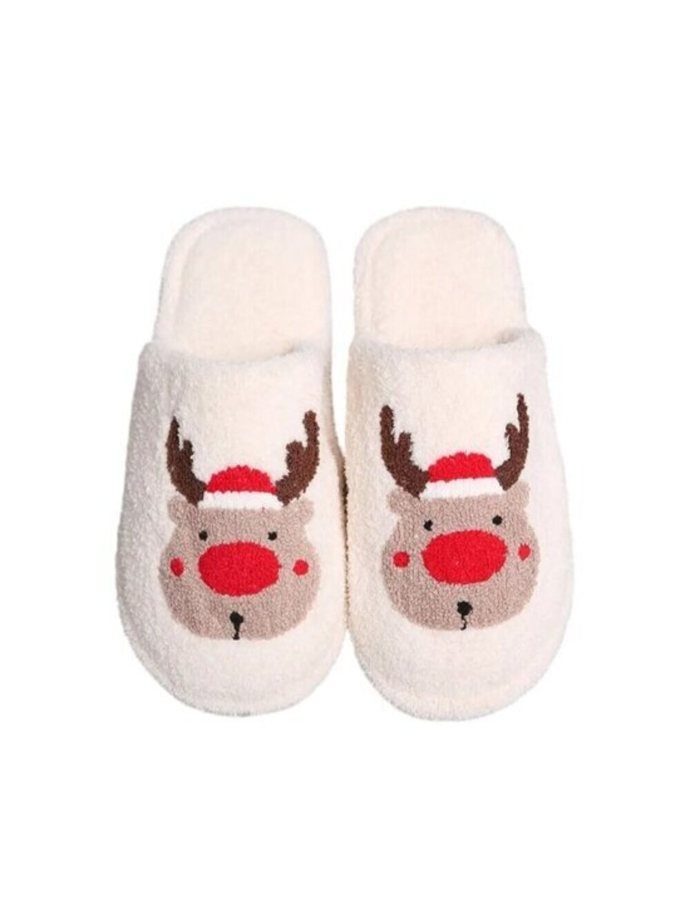 2/$30 Santa Hat Rudolph Size 8-10 Print Soft Home Indoor Floor Slippers
